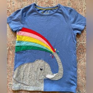 Mini Boden Elephant Appliqué Shirt Blue 6-7y